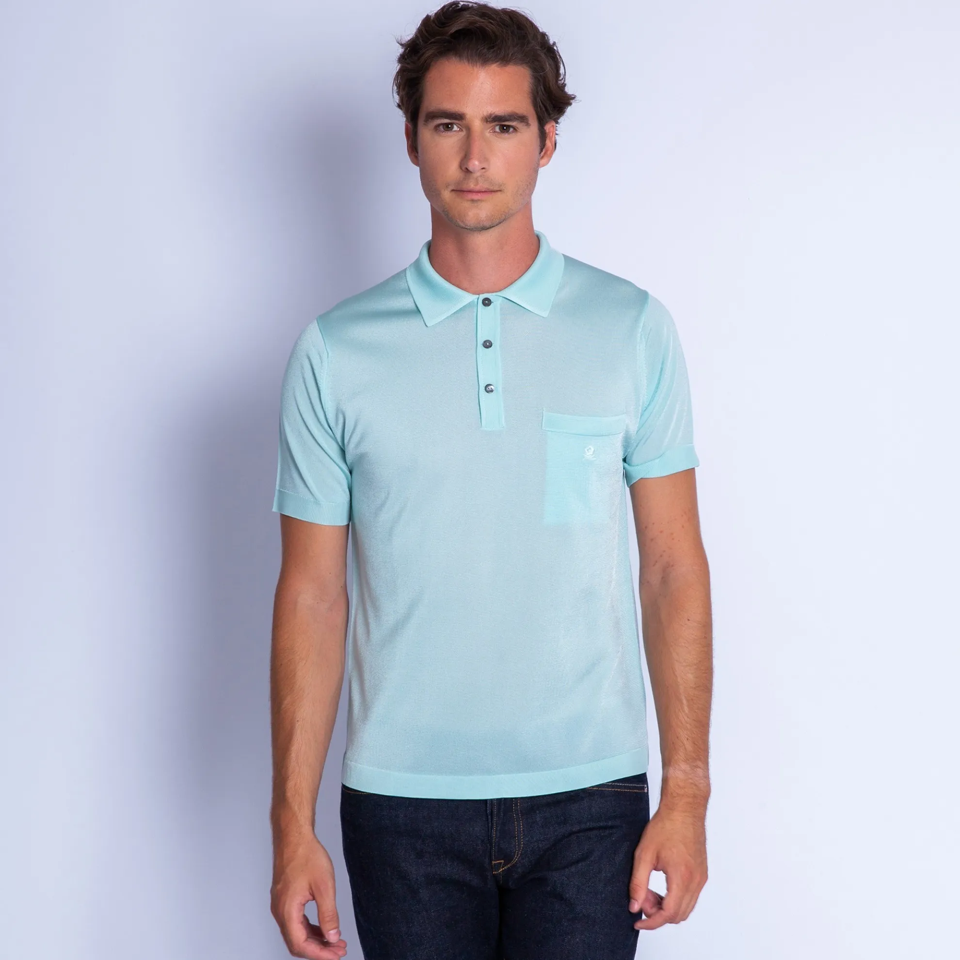 Maison Montagut Polo Manches Courtes En Fil Lumiere - Vadim>Homme Fil Lumiere Pour Lui