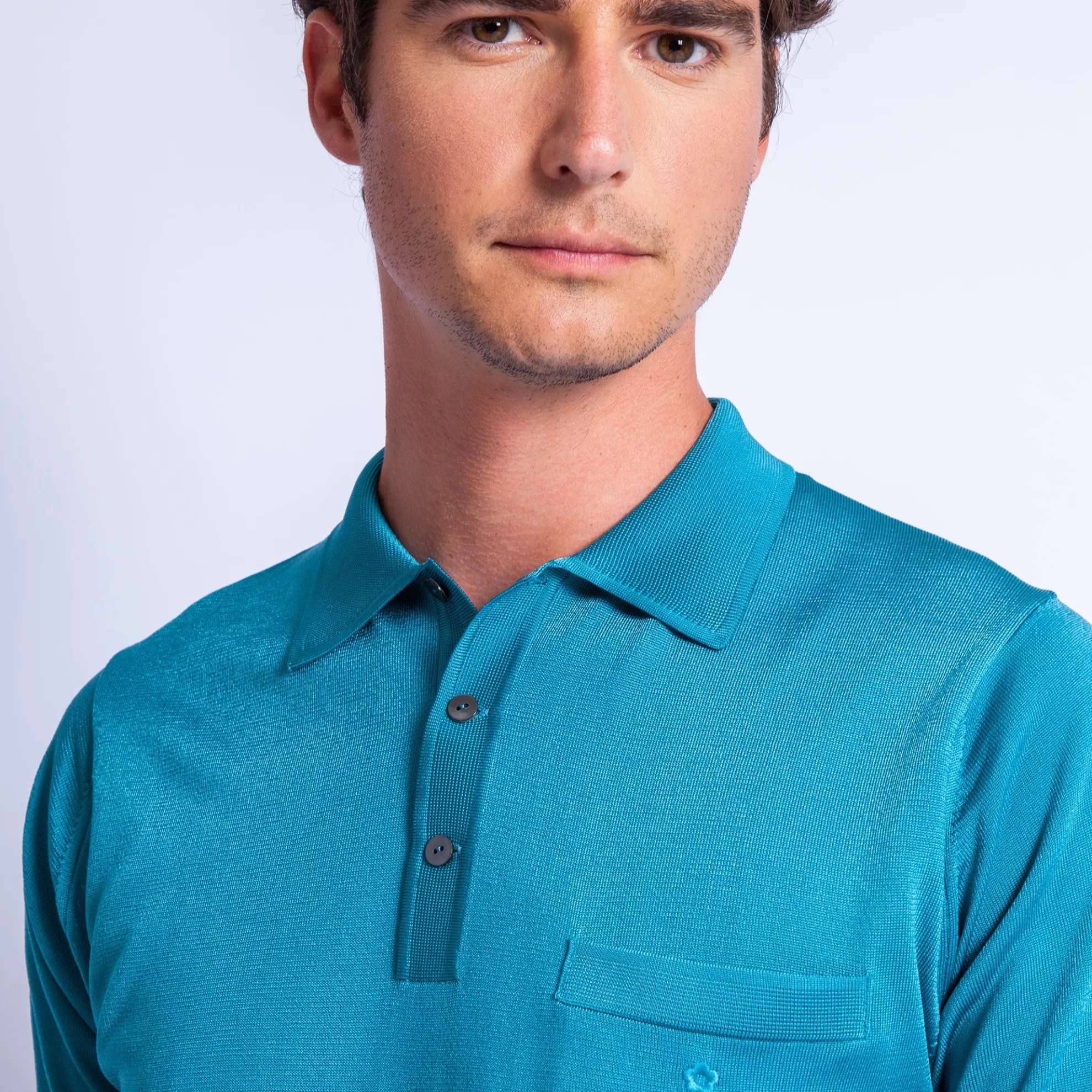 Maison Montagut Polo Manches Courtes En Fil Lumiere - Vadim>Homme Fil Lumiere Pour Lui