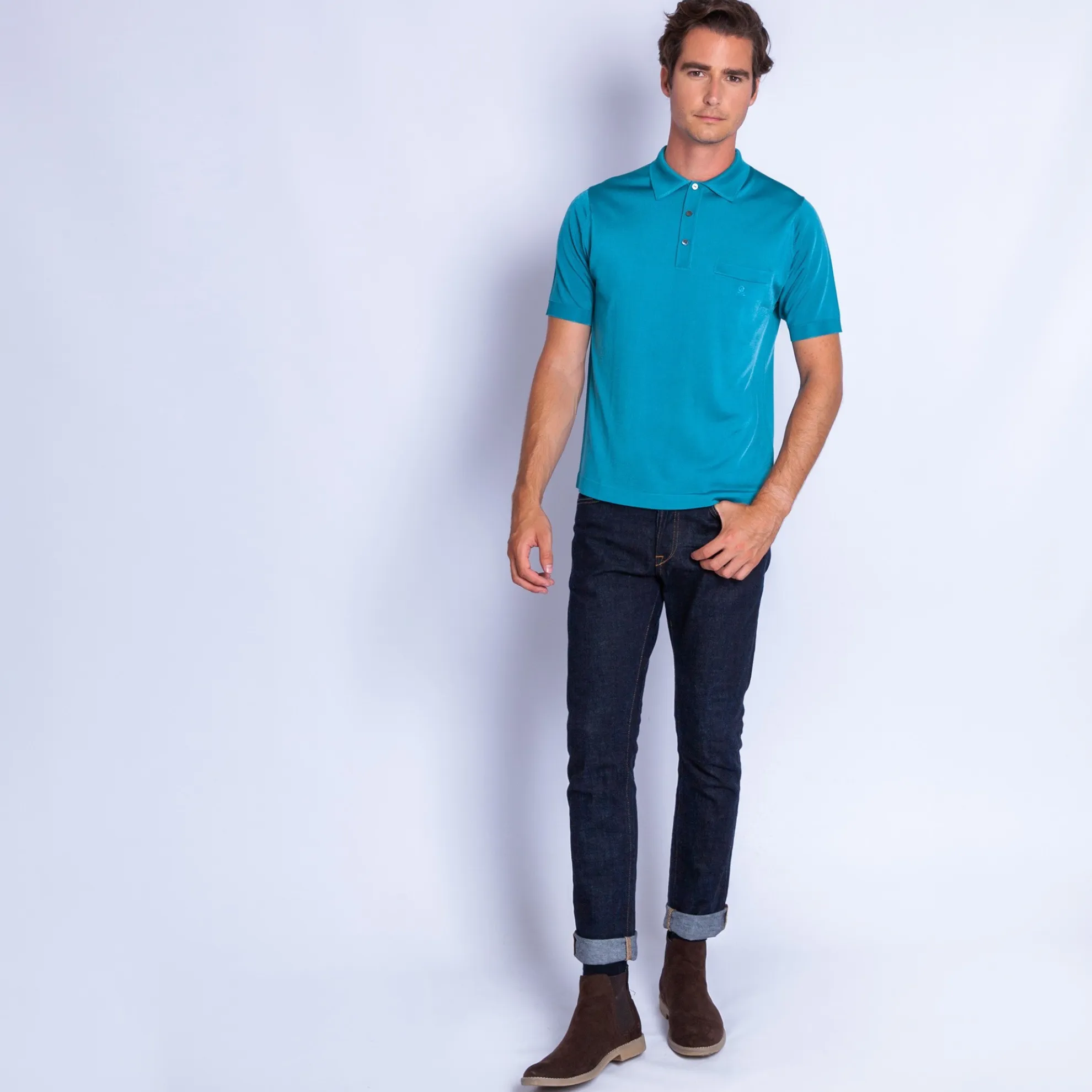 Maison Montagut Polo Manches Courtes En Fil Lumiere - Vadim>Homme Fil Lumiere Pour Lui