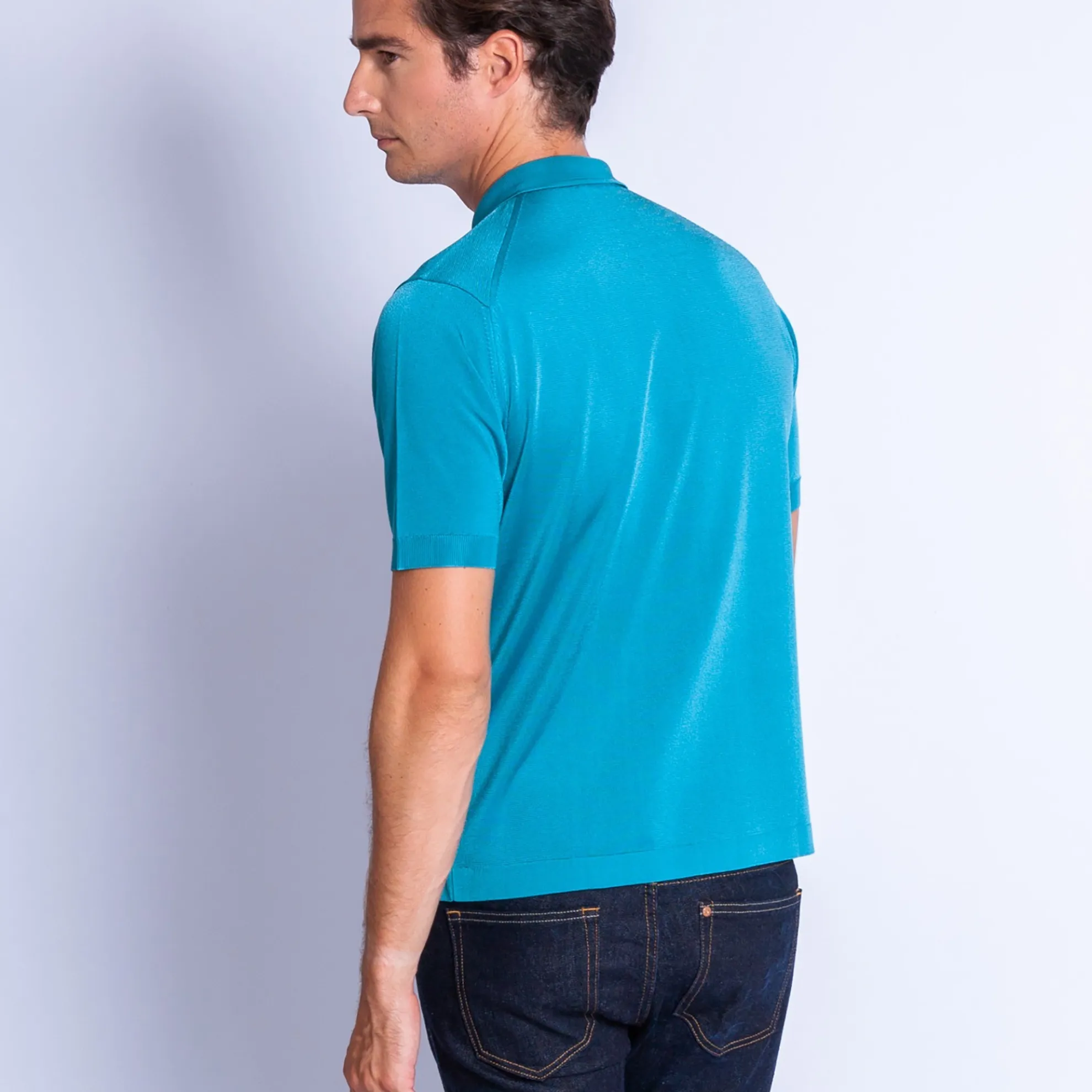 Maison Montagut Polo Manches Courtes En Fil Lumiere - Vadim>Homme Fil Lumiere Pour Lui