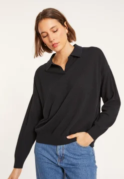 Maison Montagut Polo Manches Longues En Coton Brosse - Melvina><noscript><img width=