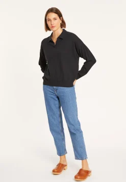 Maison Montagut Polo Manches Longues En Coton Brosse - Melvina><noscript><img width=