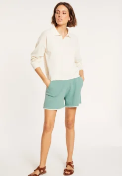 Maison Montagut Polo Manches Longues En Coton Brosse - Melvina><noscript><img width=