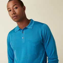 Maison Montagut Polo Manches Longues En Fil Lumiere A Motifs Arrondis - Defi><noscript><img width=