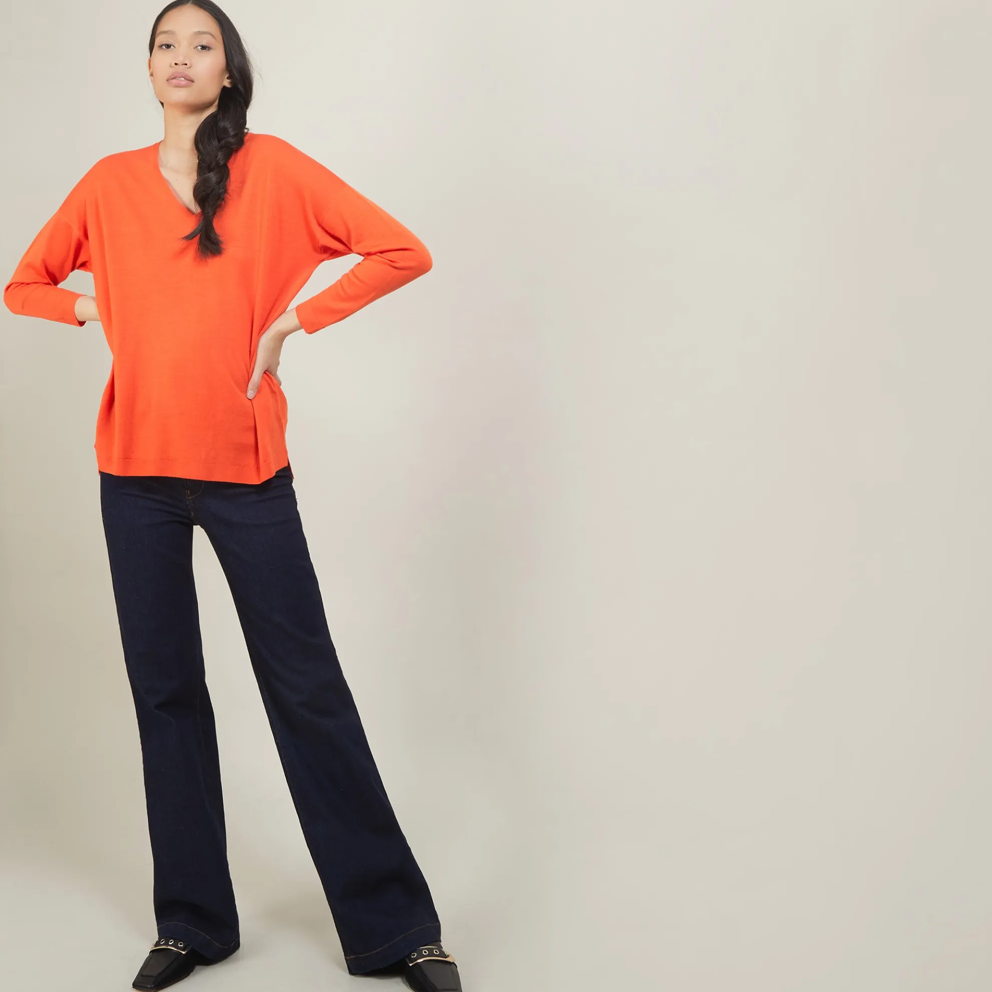 Maison Montagut Pull A Fentes Col V En Laine Merinos - Bernice>Femme Pulls