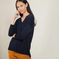 Maison Montagut Pull A Fentes Col V En Laine Merinos - Bernice><noscript><img width=