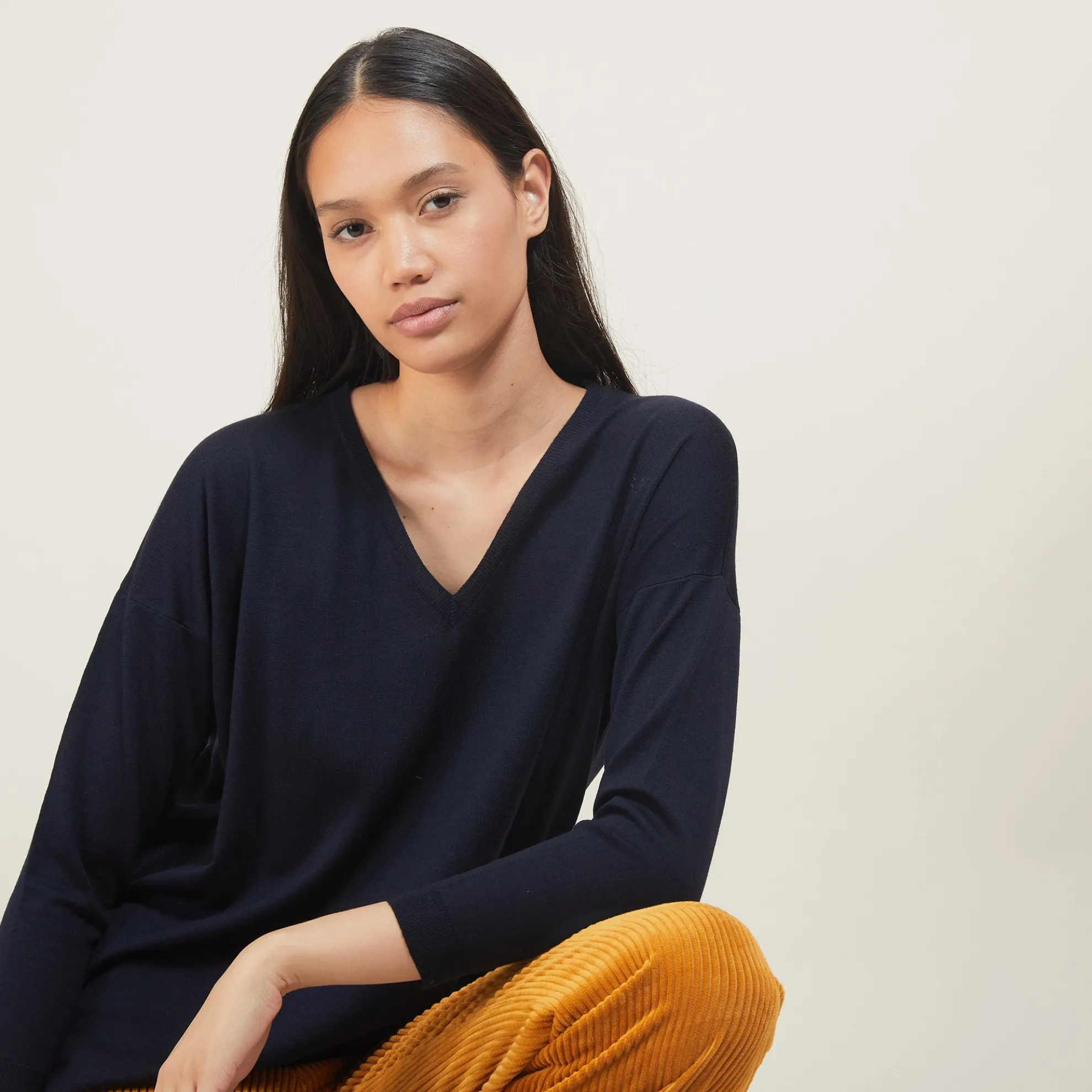 Maison Montagut Pull A Fentes Col V En Laine Merinos - Bernice>Femme Pulls