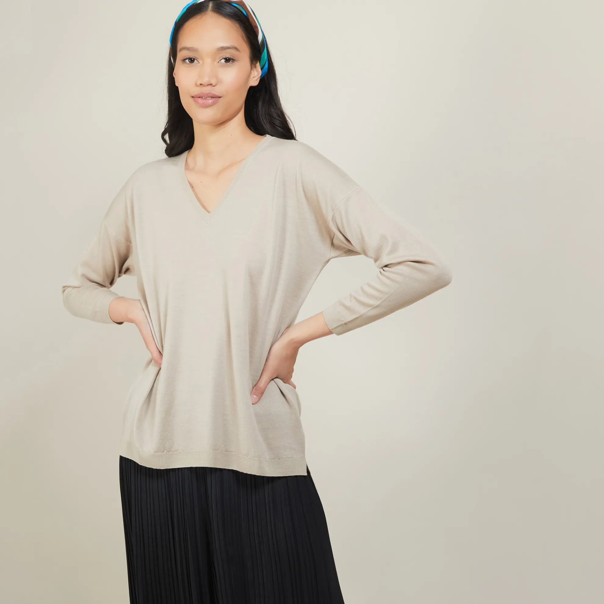 Maison Montagut Pull A Fentes Col V En Laine Merinos - Bernice>Femme Pulls