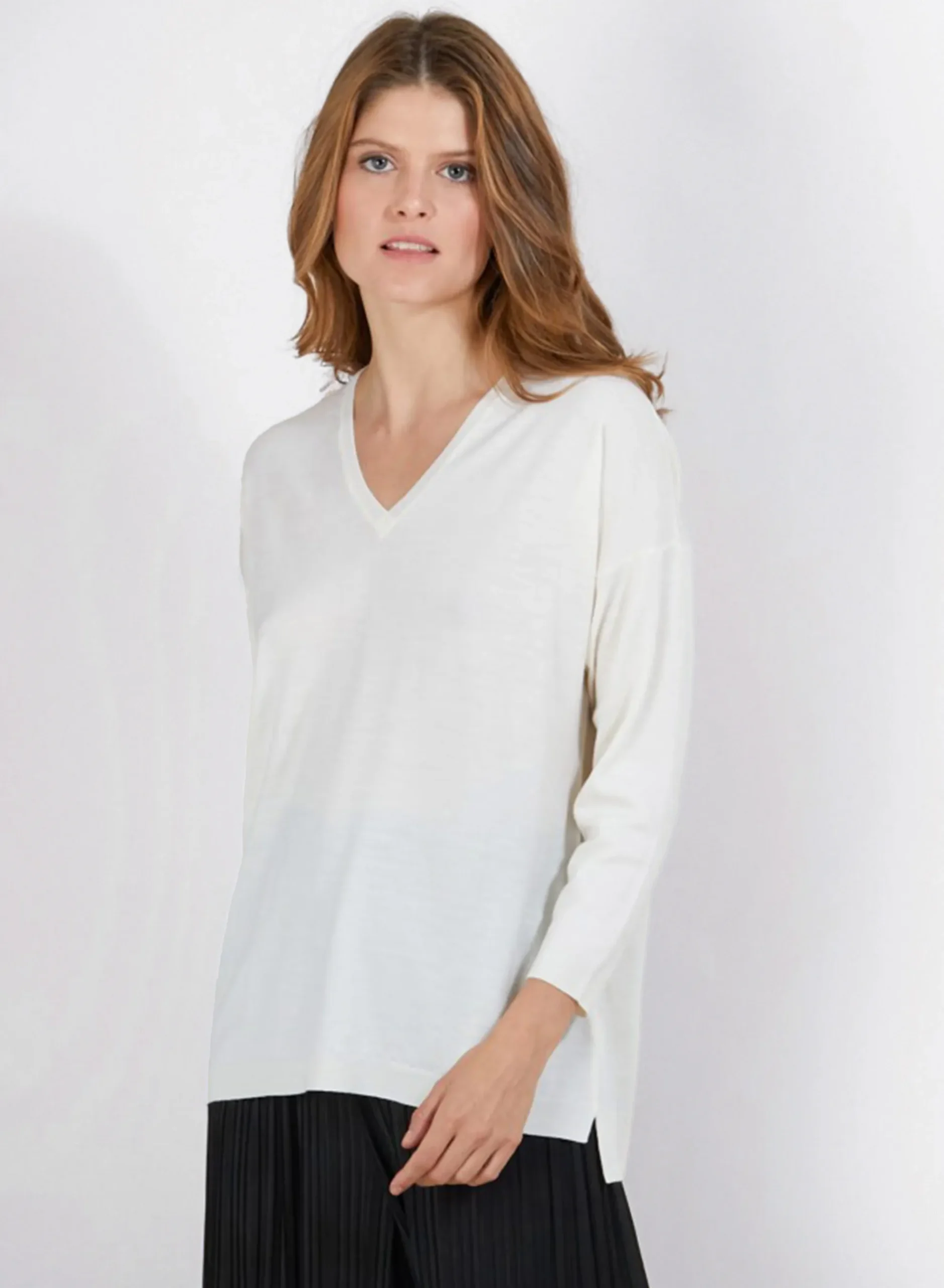 Maison Montagut Pull A Fentes Col V En Laine Merinos - Bernice>Femme Pulls