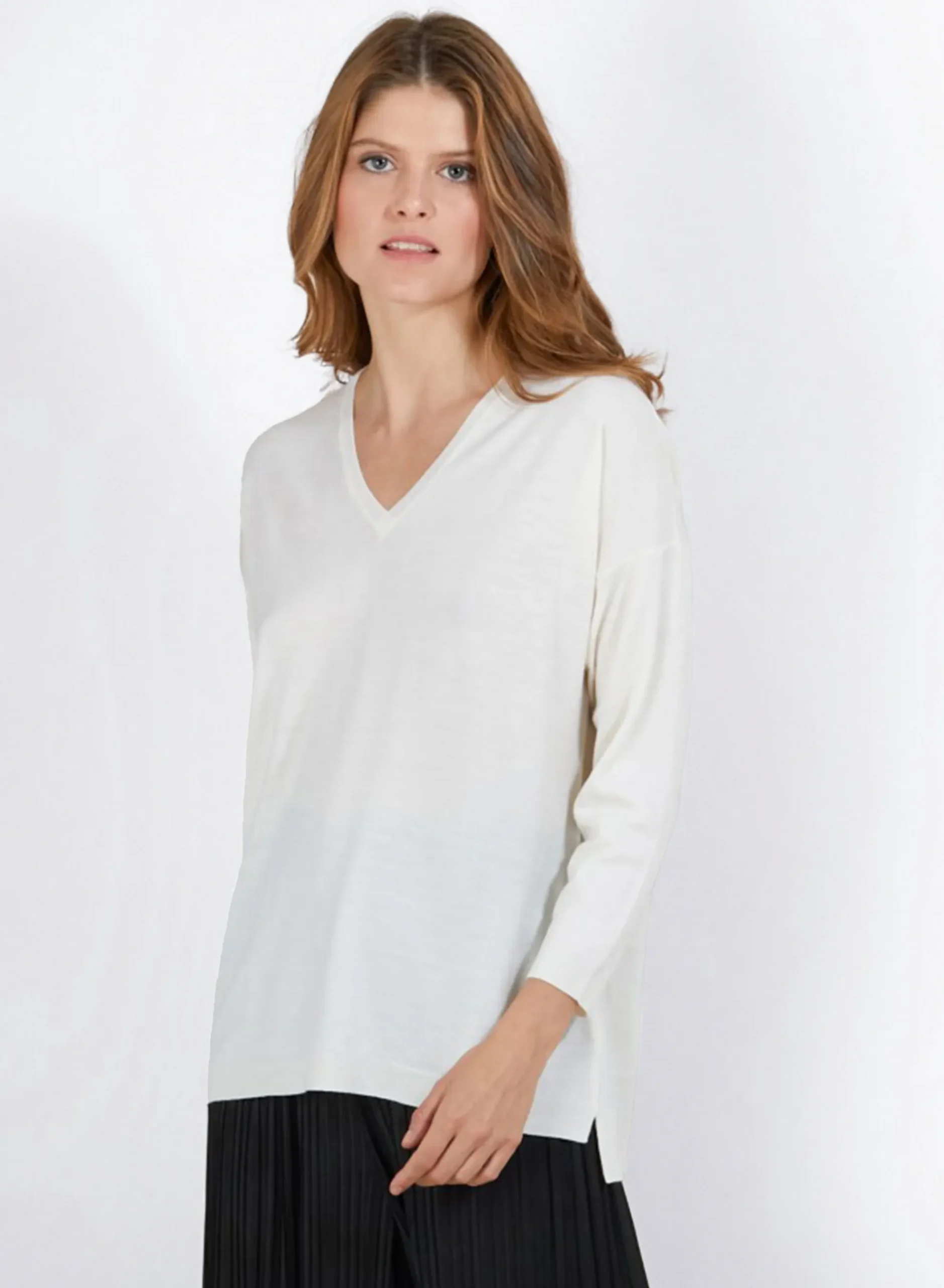 Maison Montagut Pull A Fentes Col V En Laine Merinos - Bernice>Femme Pulls