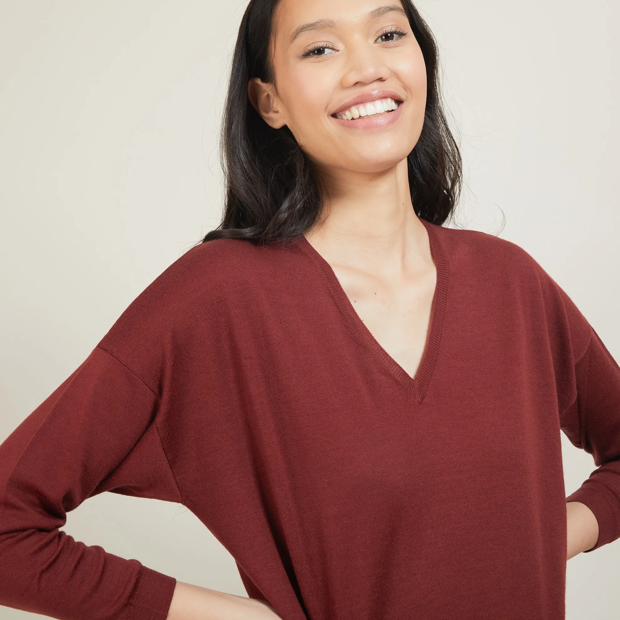 Maison Montagut Pull A Fentes Col V En Laine Merinos - Bernice>Femme Pulls