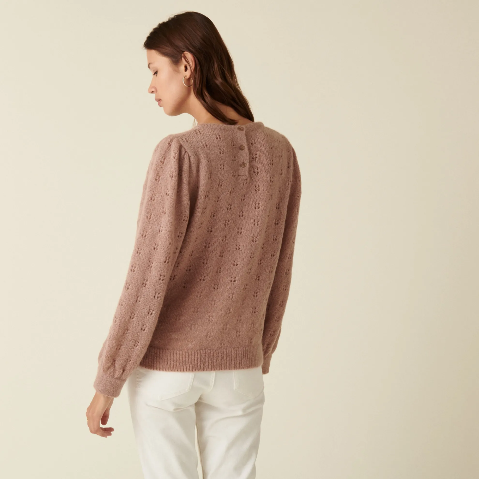 Maison Montagut Pull A Jeux De Point Fantaisie En Mohair - Camelia>Femme Pulls