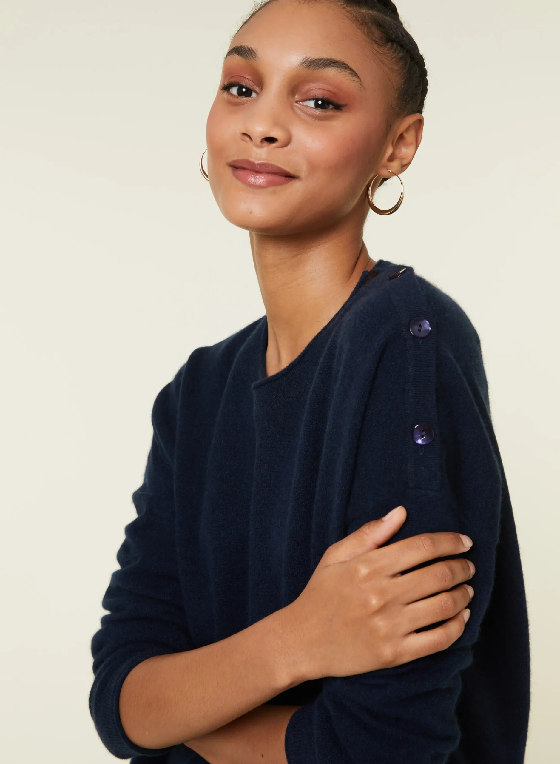 Maison Montagut Pull Ample Boutonne A Col Rond En Cachemire - Acene>Femme Pulls