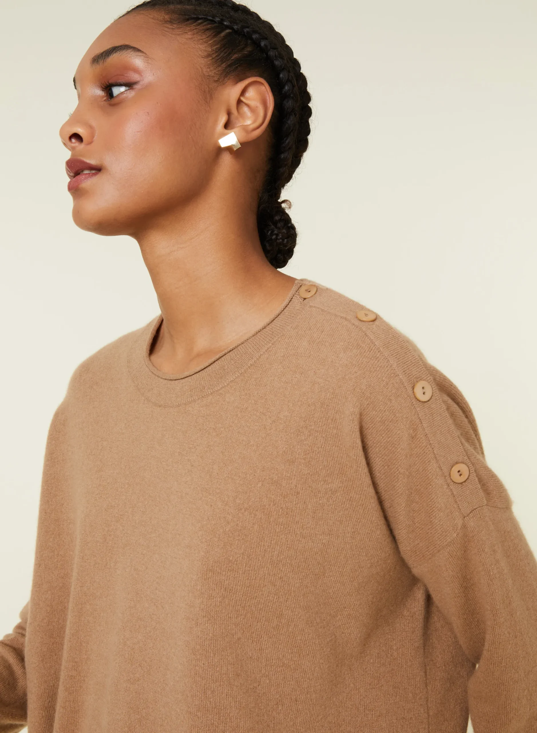 Maison Montagut Pull Ample Boutonne A Col Rond En Cachemire - Acene>Femme Pulls