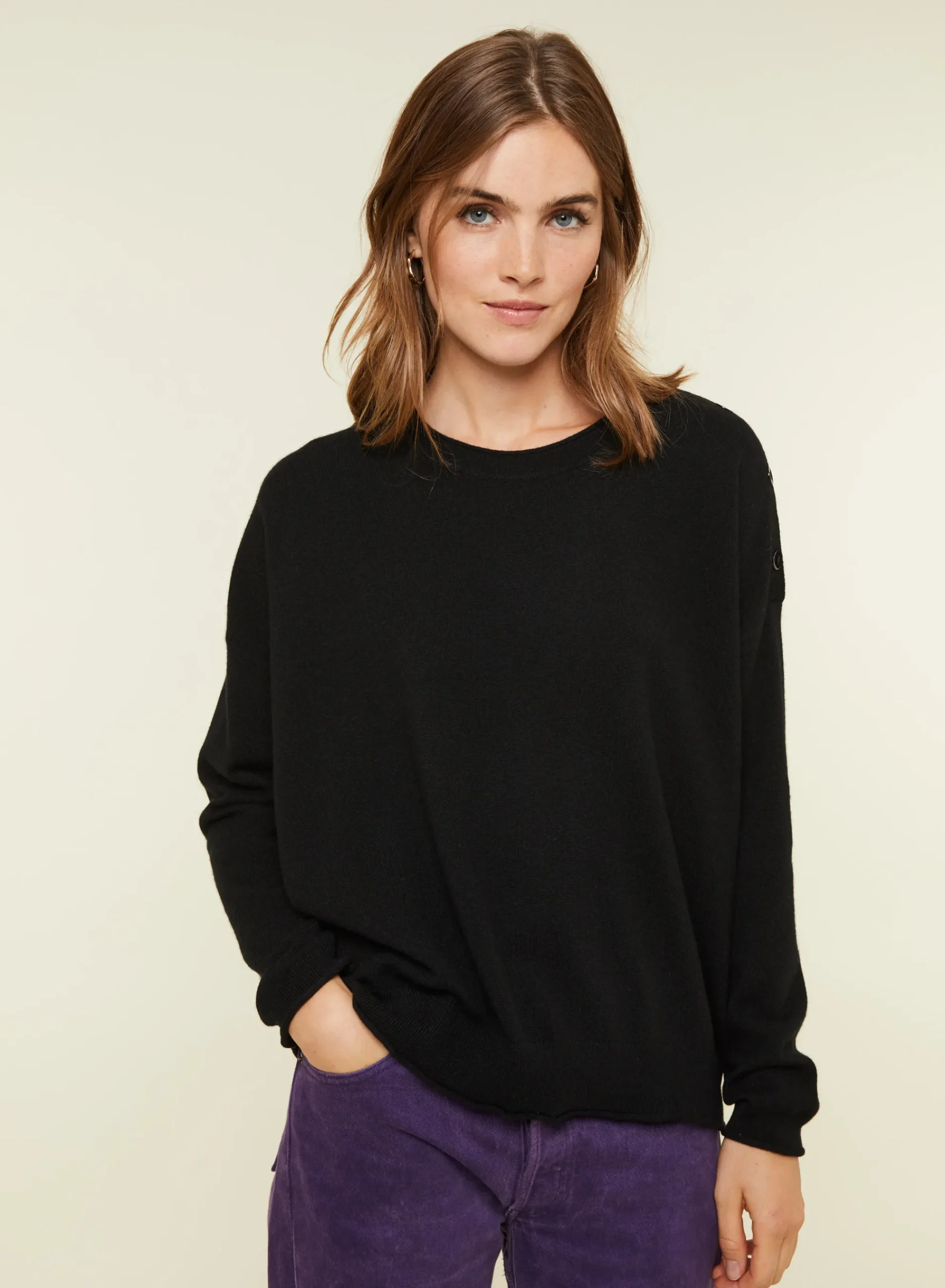 Maison Montagut Pull Ample Boutonne A Col Rond En Cachemire - Acene>Femme Pulls