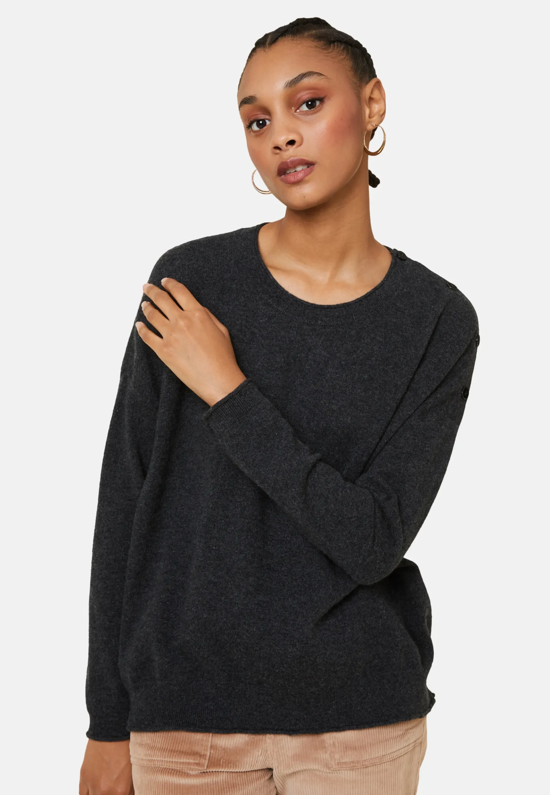 Maison Montagut Pull Ample Boutonne A Col Rond En Cachemire - Acene>Femme Pulls