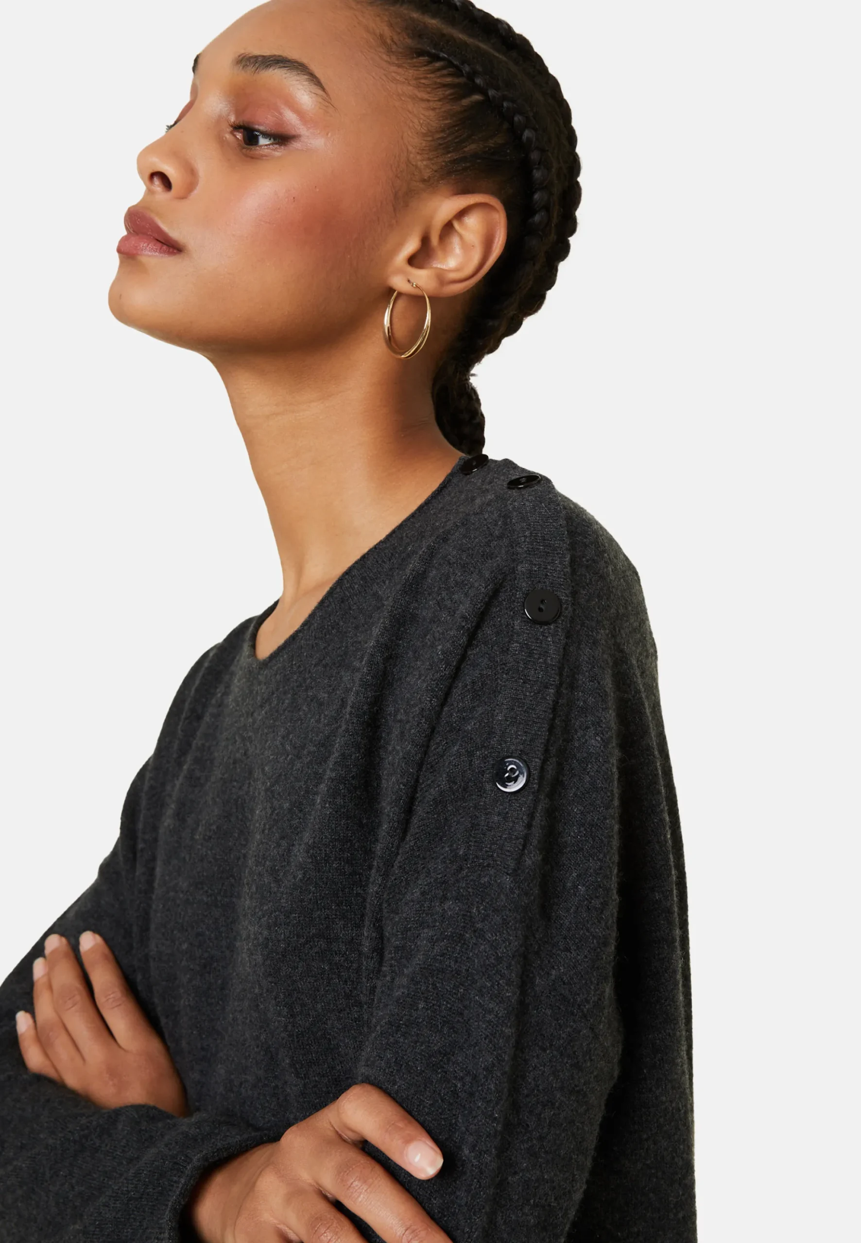 Maison Montagut Pull Ample Boutonne A Col Rond En Cachemire - Acene>Femme Pulls