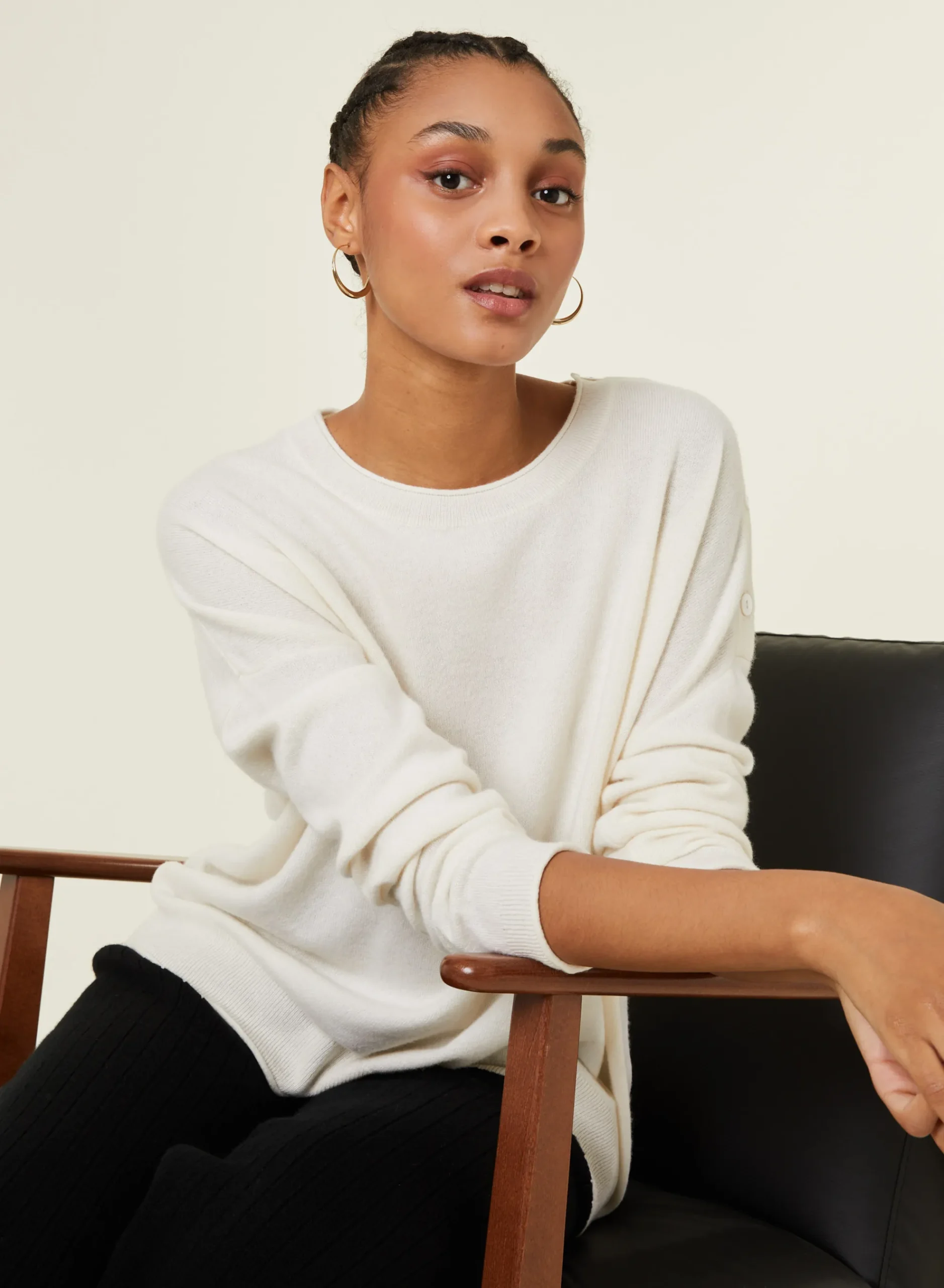 Maison Montagut Pull Ample Boutonne A Col Rond En Cachemire - Acene>Femme Pulls