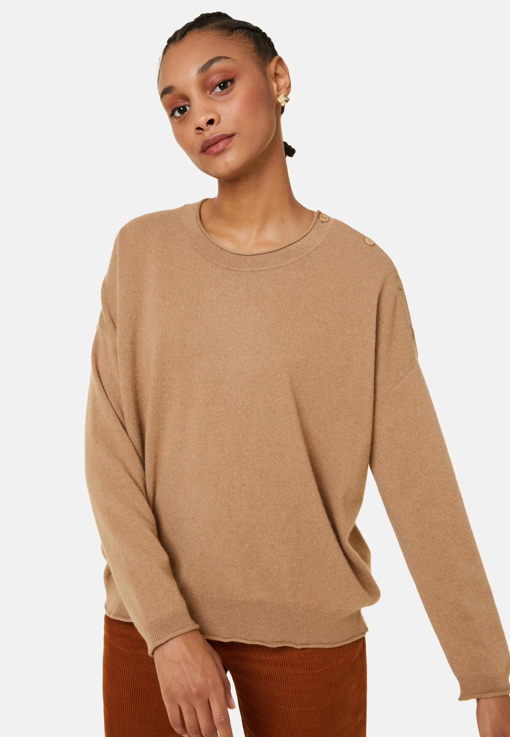 Maison Montagut Pull Ample Boutonne A Col Rond En Cachemire - Acene>Femme Pulls