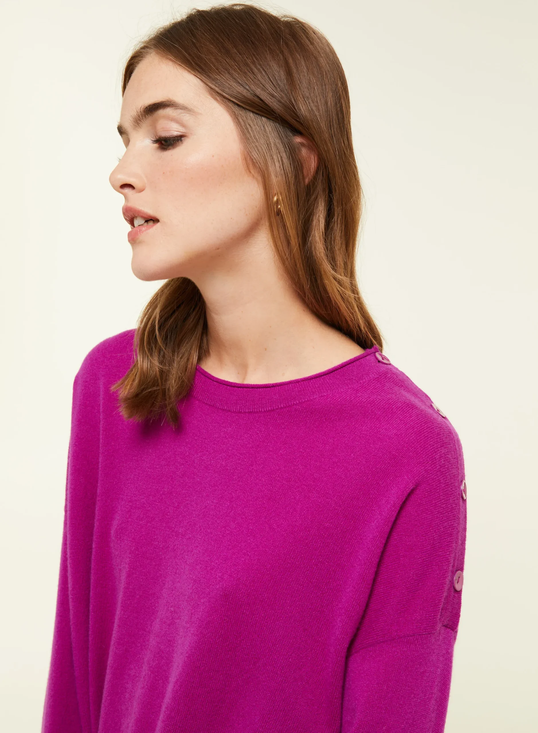 Maison Montagut Pull Ample Boutonne A Col Rond En Cachemire - Acene>Femme Pulls