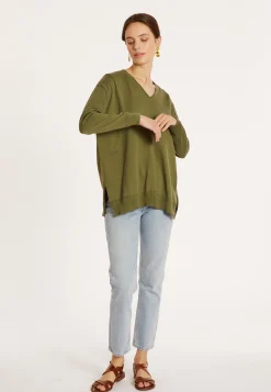 Maison Montagut Pull Ample Col V En Coton Bio - Meve><noscript><img width=