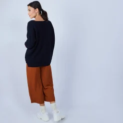 Maison Montagut Pull Ample Col V En Laine Et Soie - Baba><noscript><img width=