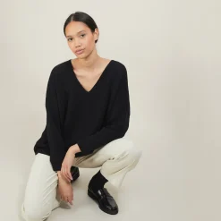 Maison Montagut Pull Ample Col V En Laine Et Soie - Baba><noscript><img width=