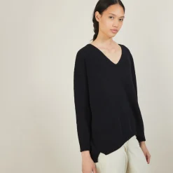 Maison Montagut Pull Ample Col V En Laine Et Soie - Baba><noscript><img width=