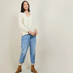 Maison Montagut Pull Ample Col V En Laine Et Soie - Baba><noscript><img width=