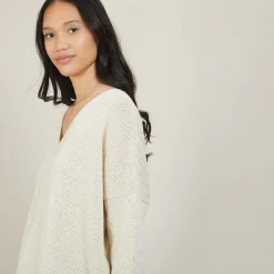 Maison Montagut Pull Ample Col V En Laine Et Soie - Baba><noscript><img width=