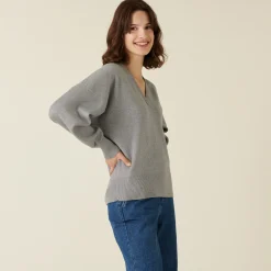 Maison Montagut Pull Ample Col V Finition Bords Cotes - Alderic><noscript><img width=