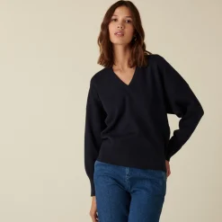 Maison Montagut Pull Ample Col V Finition Bords Cotes - Alderic><noscript><img width=