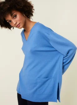 Maison Montagut Pull Ample Col V Poches Merinos - Albertine><noscript><img width=