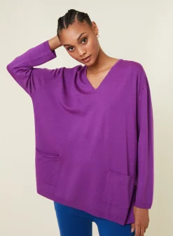 Maison Montagut Pull Ample Col V Poches Merinos - Albertine><noscript><img width=