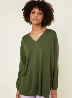 Maison Montagut Pull Ample Col V Poches Merinos - Albertine><noscript><img width=