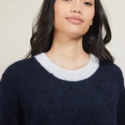 Maison Montagut Pull Bicolore Col Rond En Mohair - Flavie>Femme Pulls