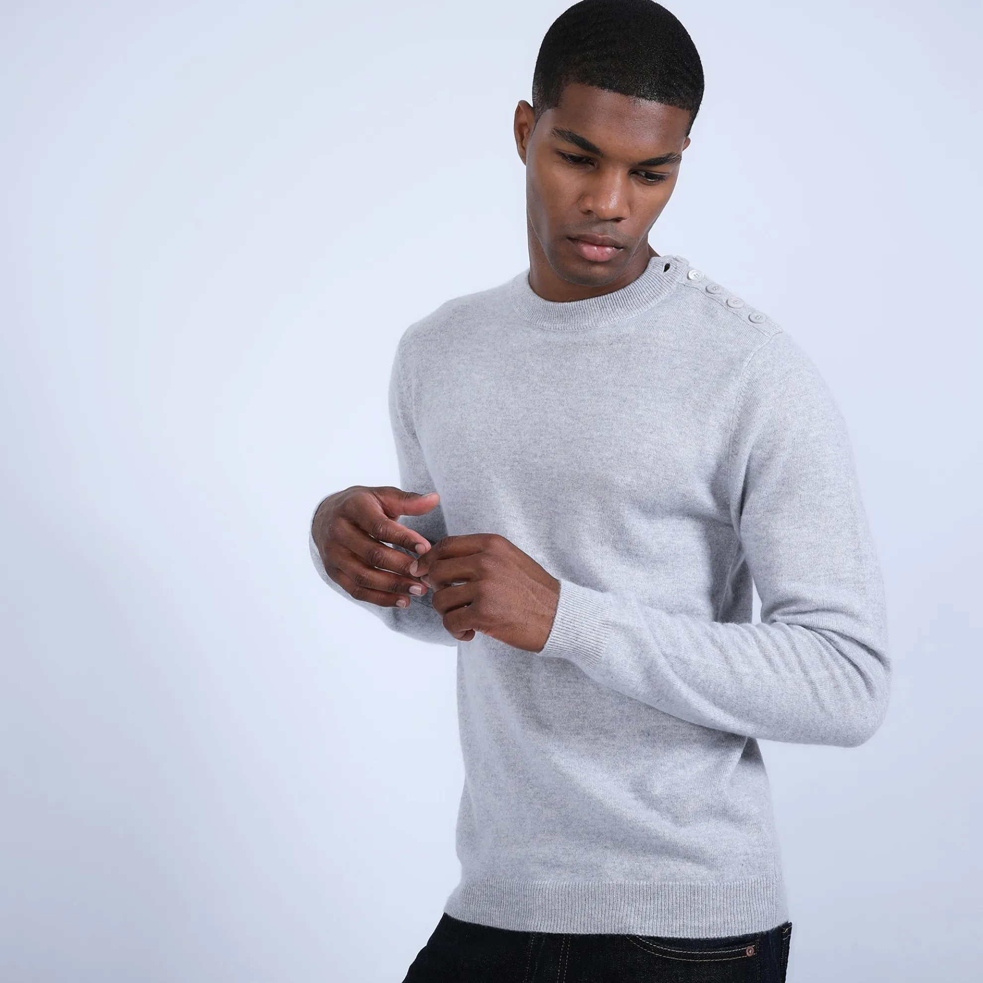 Maison Montagut Pull Cachemire Boutons Epaule - Bonifas>Homme Pulls