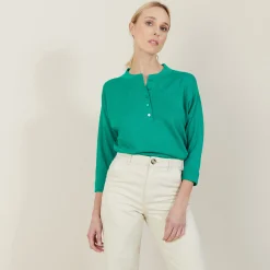 Maison Montagut Pull Col Boutonne En Lin Cachemire - Naza><noscript><img width=