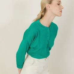 Maison Montagut Pull Col Boutonne En Lin Cachemire - Naza><noscript><img width=