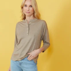 Maison Montagut Pull Col Boutonne En Lin Cachemire - Naza><noscript><img width=