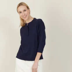 Maison Montagut Pull Col Boutonne En Lin Cachemire - Naza><noscript><img width=