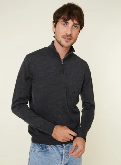 Maison Montagut Pull Col Camionneur Avec Logo En Laine Merinos - Ryan><noscript><img width=