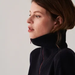 Maison Montagut Pull Col Camionneur Zippe En Grosse Maille - Denise><noscript><img width=