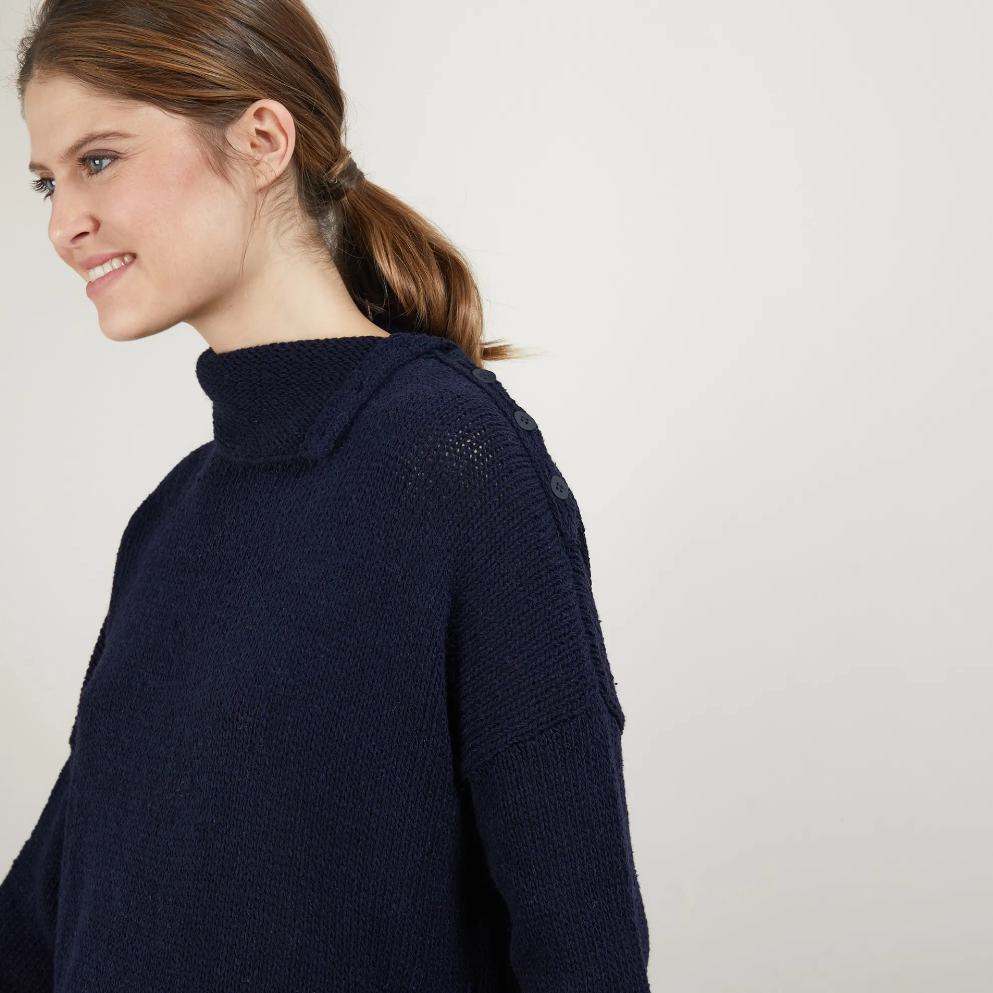 Maison Montagut Pull Col Montant Boutonne - Garry>Femme Pulls