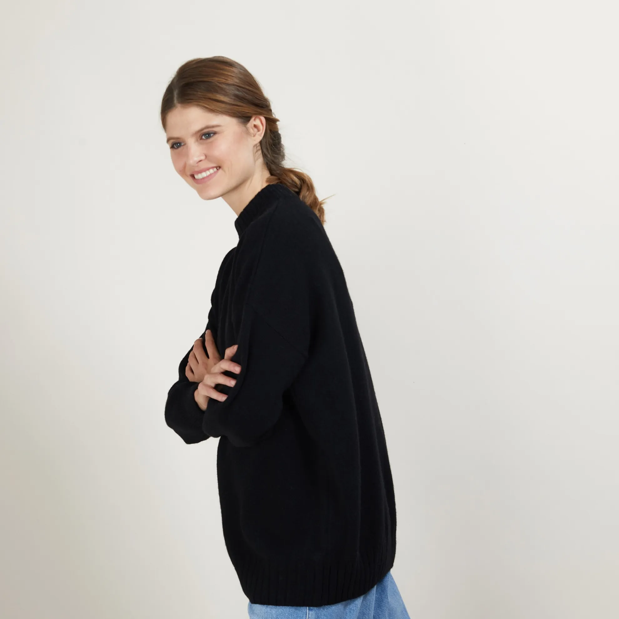 Maison Montagut Pull Col Montant Oversize En Cachemire Melange - Glace>Femme Pulls