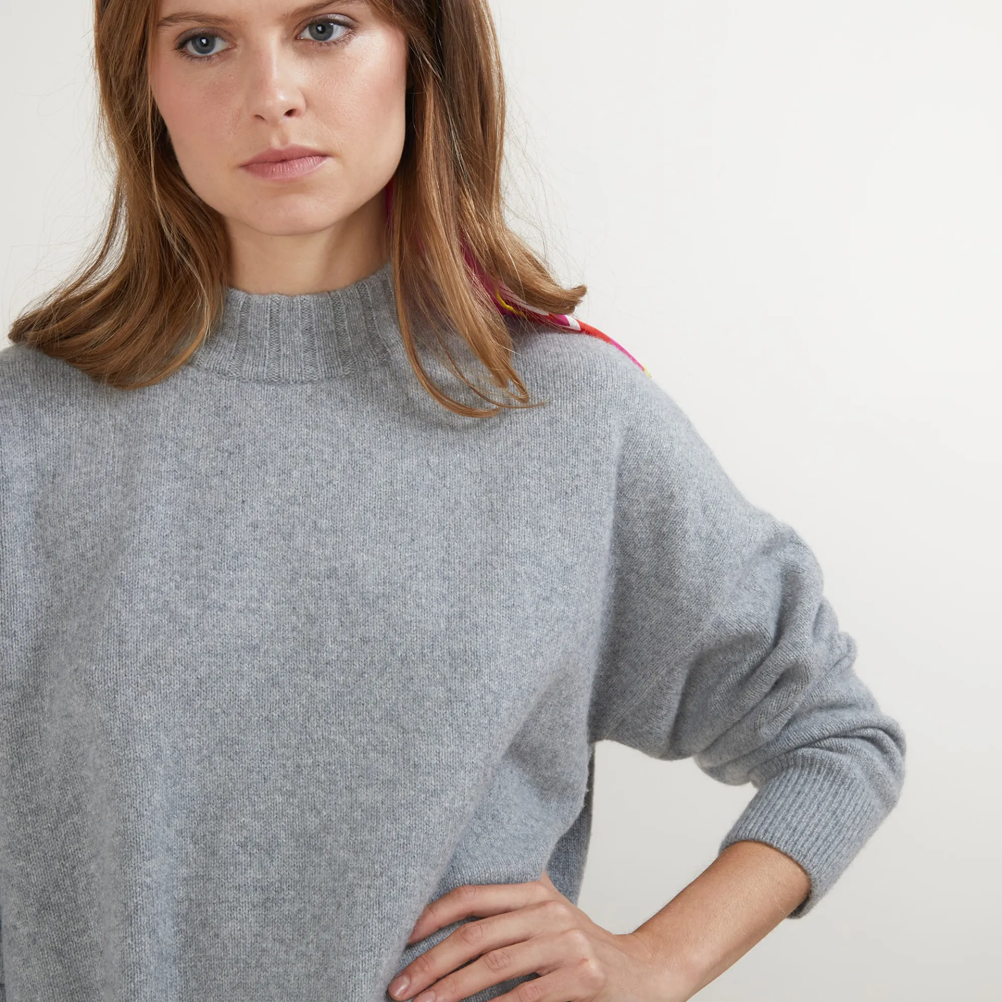 Maison Montagut Pull Col Montant Oversize En Cachemire Melange - Glace>Femme Pulls