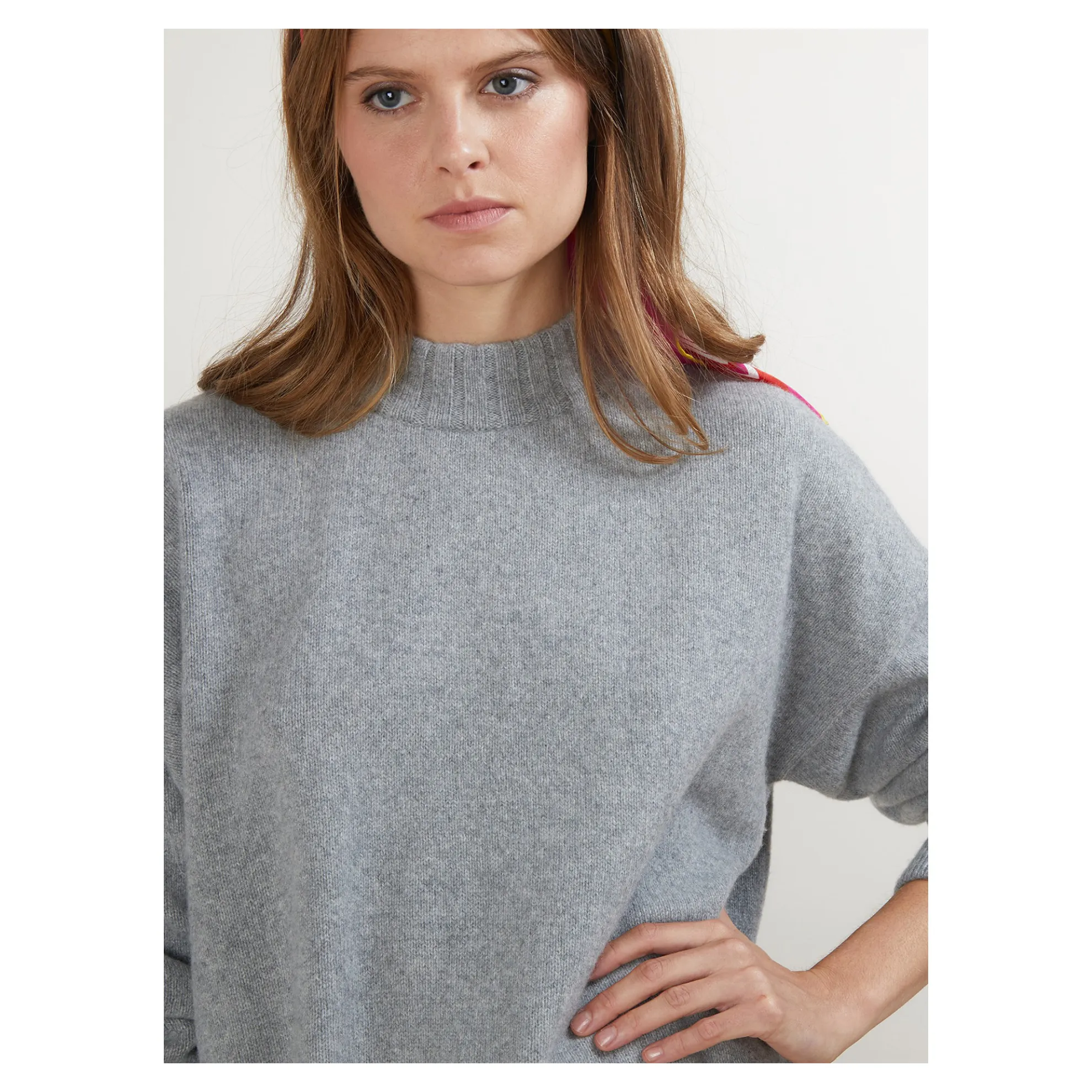 Maison Montagut Pull Col Montant Oversize En Cachemire Melange - Glace>Femme Pulls