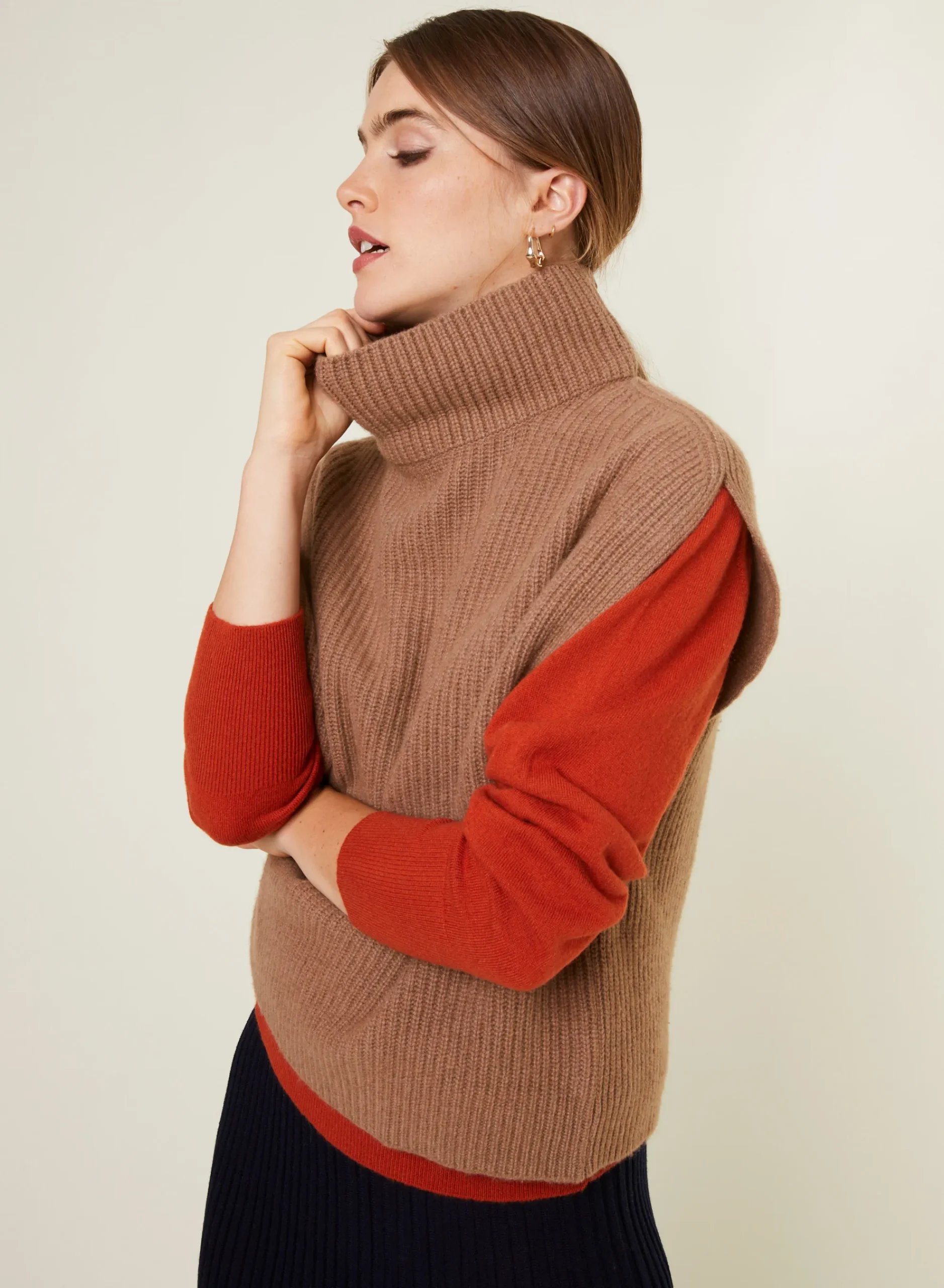 Maison Montagut Pull Col Montant Sans Manches En Cachemire Melange - Dalya>Femme Pulls