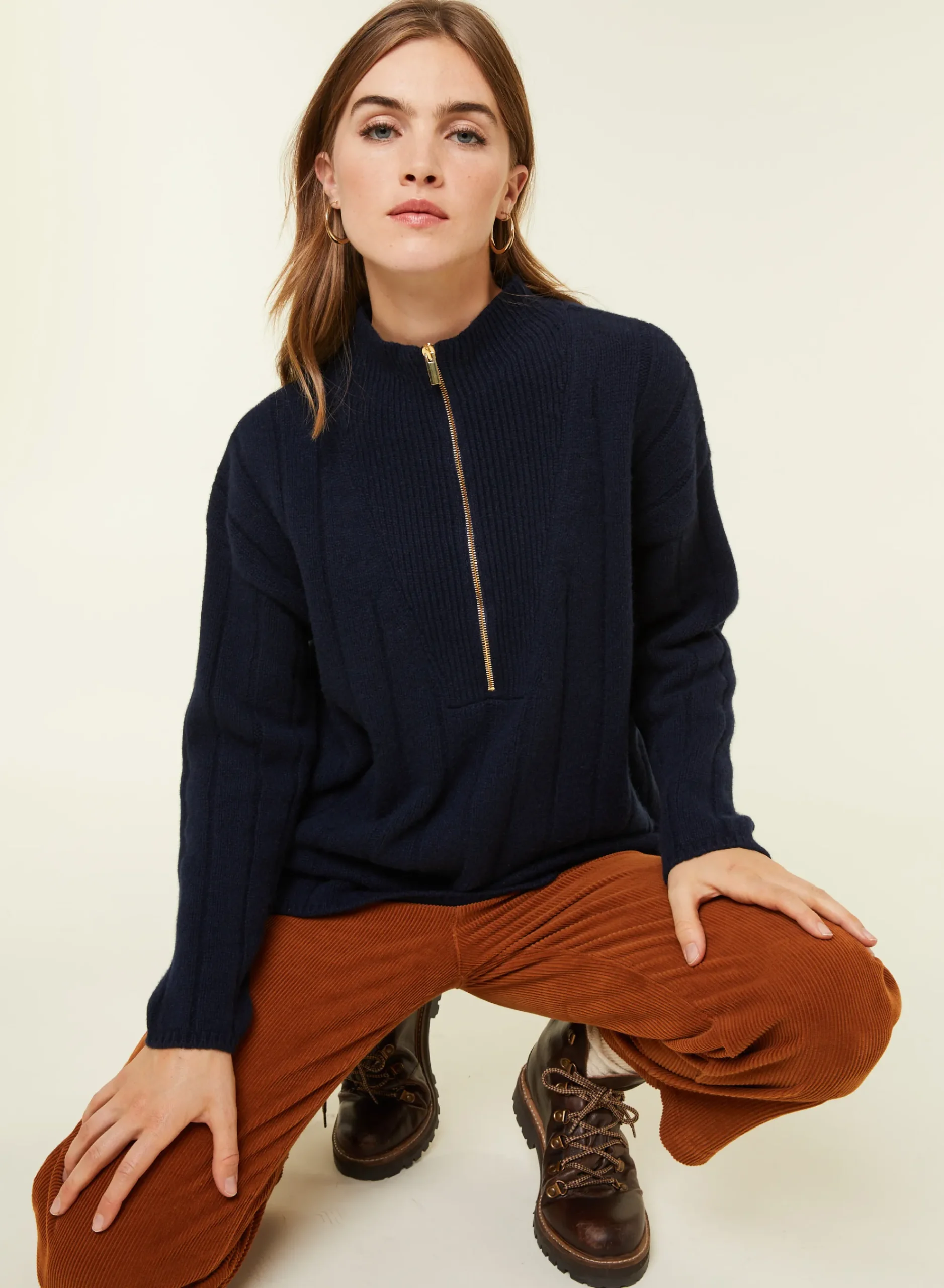 Maison Montagut Pull Col Montant Zippe En Cachemire Melange - Lodric>Femme Pulls