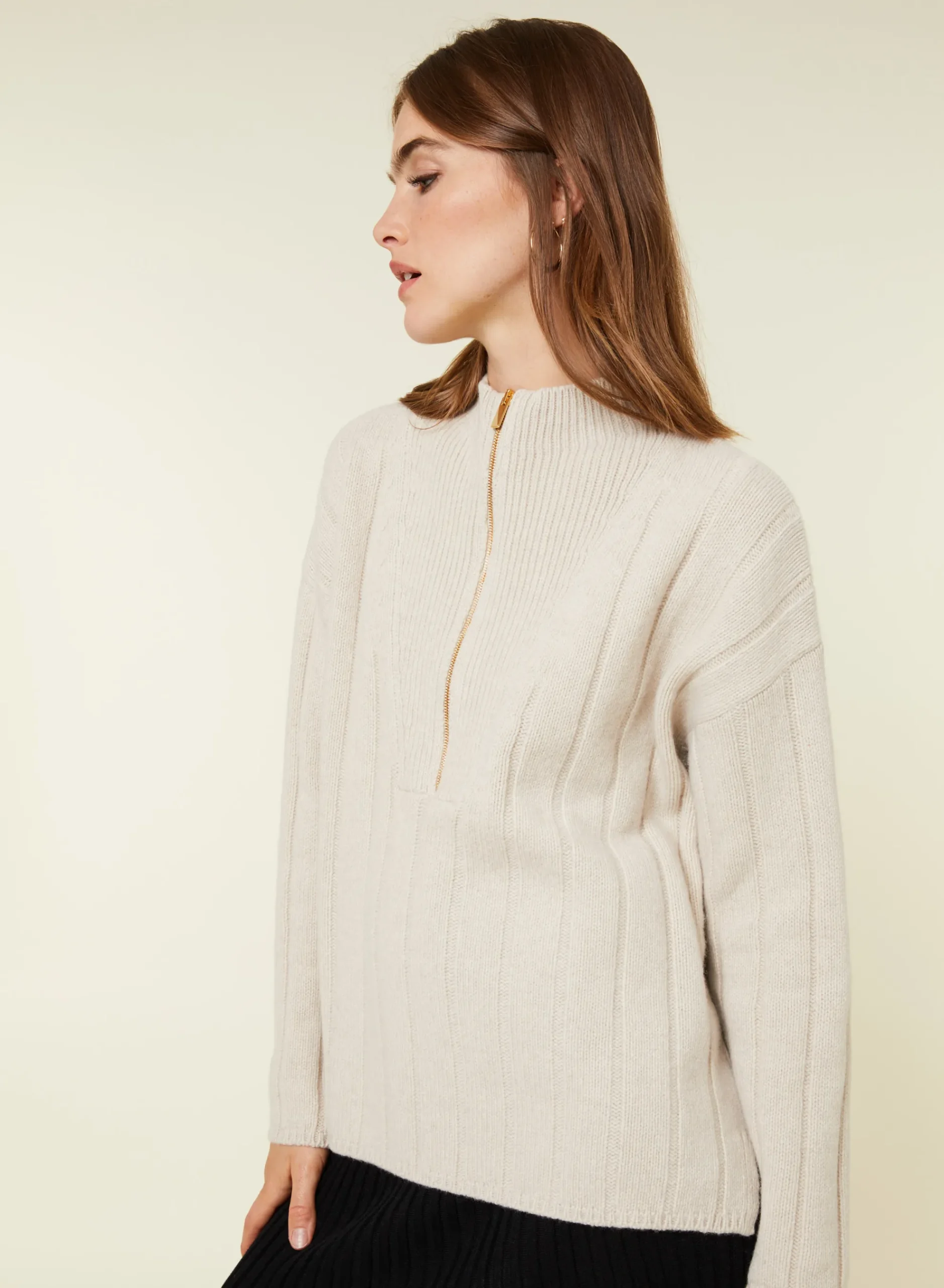 Maison Montagut Pull Col Montant Zippe En Cachemire Melange - Lodric>Femme Pulls